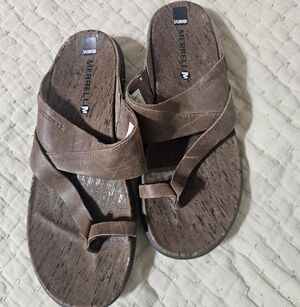 Merrell Brown Leather Slide Sandals